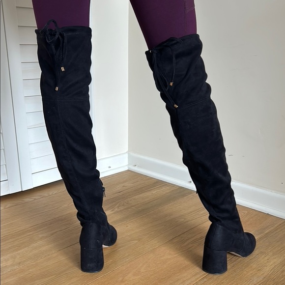 Osana Over-The-Knee Black Heeled Boots • Size 8.5 • Chic & Sleek Silhouette - Picture 4 of 10